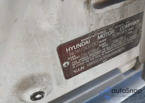 2001 Hyundai Santa Fe 2.7L V6 Gls/2.7L V6 Lx из США, поврежденный, VIN KM8SC83D11U040476